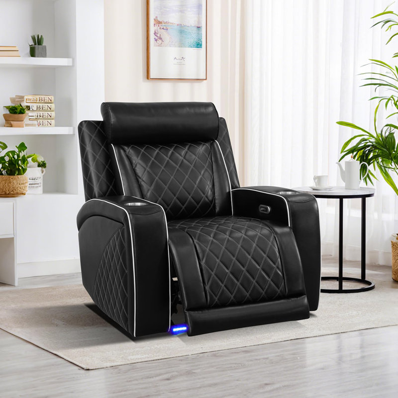 Black Breathable Leather  Recliner Chair