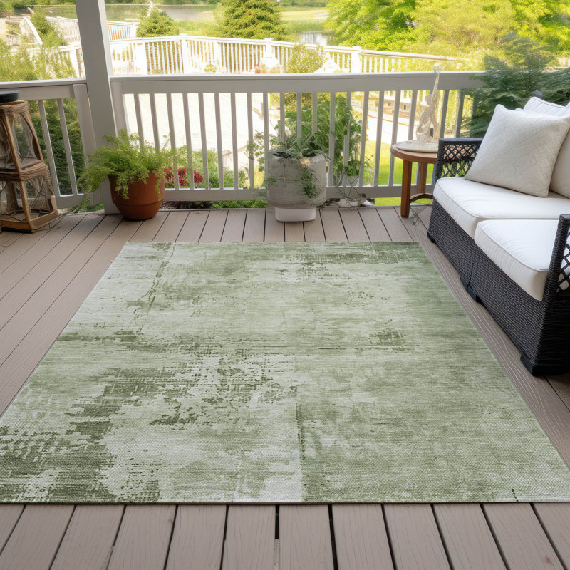 Cassiva Olive Washable Indoor-Outdoor Rug - , 9' x 12'
