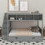 Lit simple superposé au dessus d'un lit double avec tablettes, escalier de rangement et 2 tiroirs-839726966
