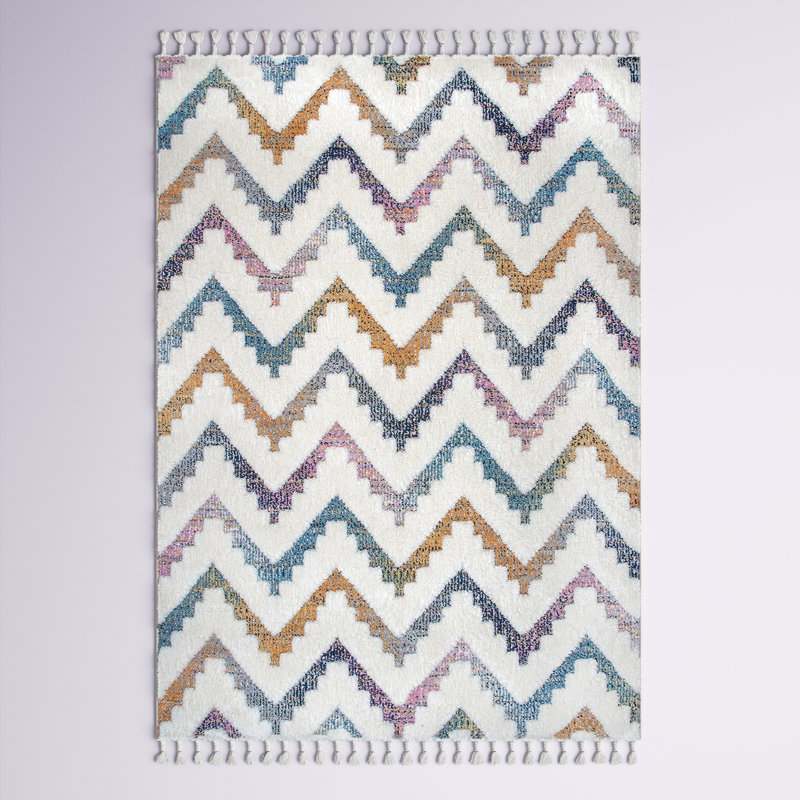 Mercedes Geometric Accent Rug for Living Room Bedroom Dining Room Nursery Entryway, Ivory, Rectangle 5'3" x 8'2"