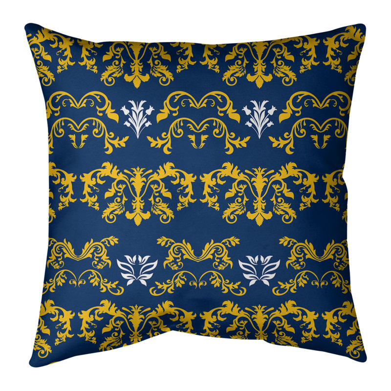 Housse de coussin Los Angeles Flash Football Baroque, 26 po x 26 po, Bleu marine / jaune / blanc, Simili daim