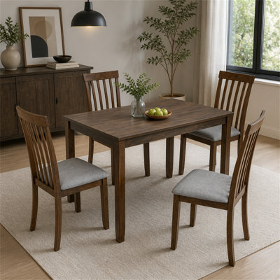 Table de salle à manger rectangulaire en bois massif avec surface spacieuse et pieds fuselés pour des espaces de vie compacts (seulement la table et non la chaise)