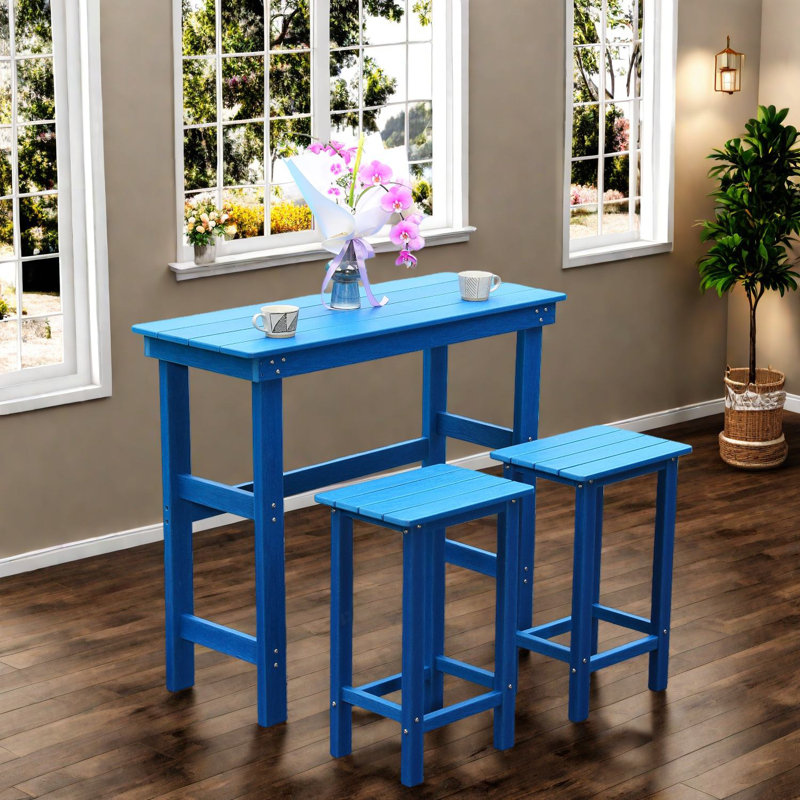 Ensembles durables de table de salle à manger de Hdpe, meubles extérieurs bleu de lac pour des rassemblements de famille