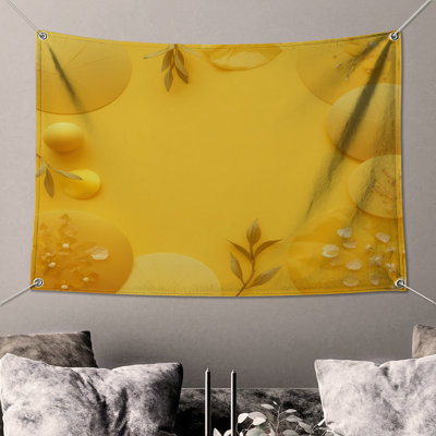 Tapisserie murale arrangement floral jaune - décoration murale florale