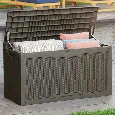 Edrosie Inc 80 Gallon Weatherproof Resin Outdoor Deck Box for Patio Storage