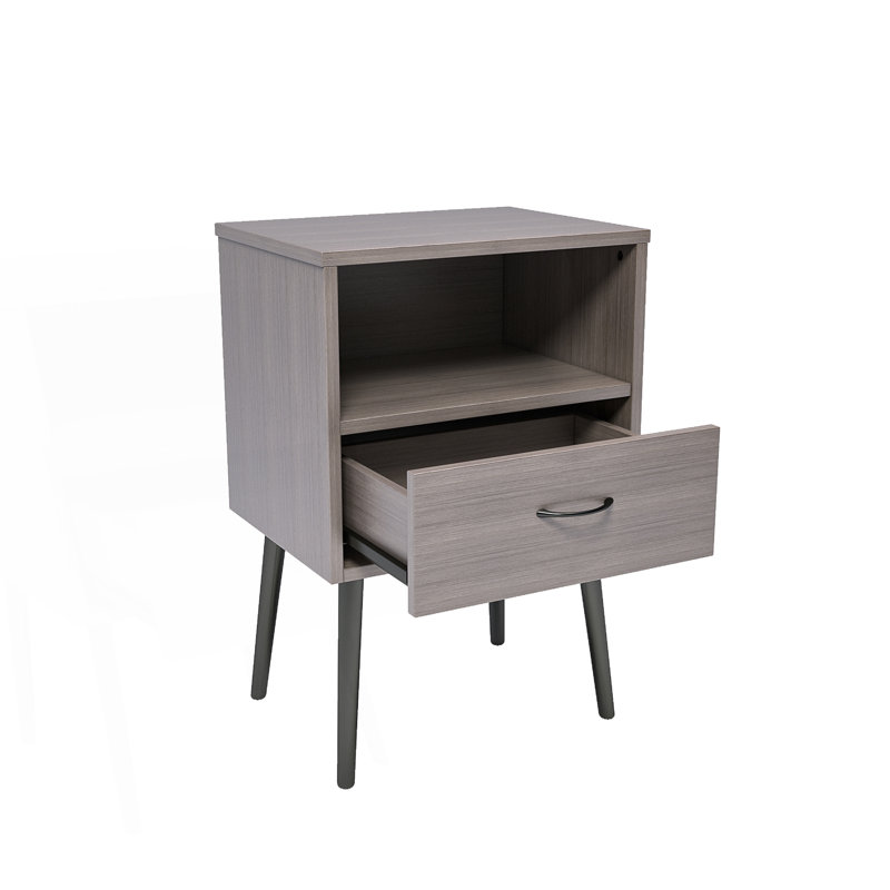 Ensemble de 2 tables de chevet avec tiroirs de rangement et tablettes ouvertes, table de chevet