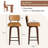 Set of 2 Swivel Counter Height Bar Stools – 26" Walnut Wood Legs, Faux Leather Upholstered Cushions, Mid-Century Modern Design for Kitchen Island-1442360778