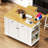 48Inch Large Kitchen Island With 2 Bar Stools, Power Outlet, Door Internal Storage Rack, Kitchen Storage Cart On 5 Wheels With Drop Leaf, 5 Open Side Racks, 2 Drawers,For Kitchen,Dining Room-1911344051