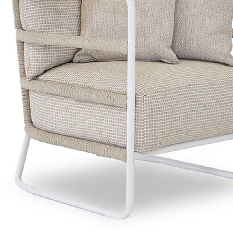Carmaine Outdoor Lounge Chair, Khaki, White/Khaki