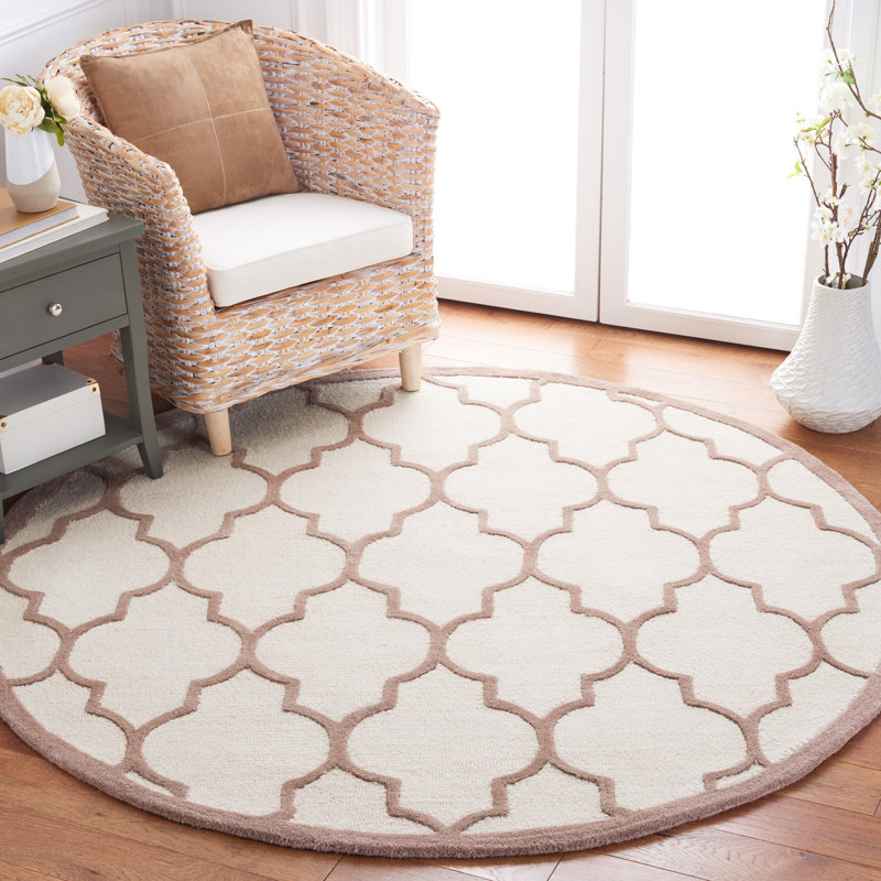 Cannen Hand Tufted Wool Geometric Rug, Round 6'