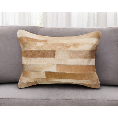 Commodore-Singh Leather/Suede Lumbar Rectangular Pillow Cover & Insert