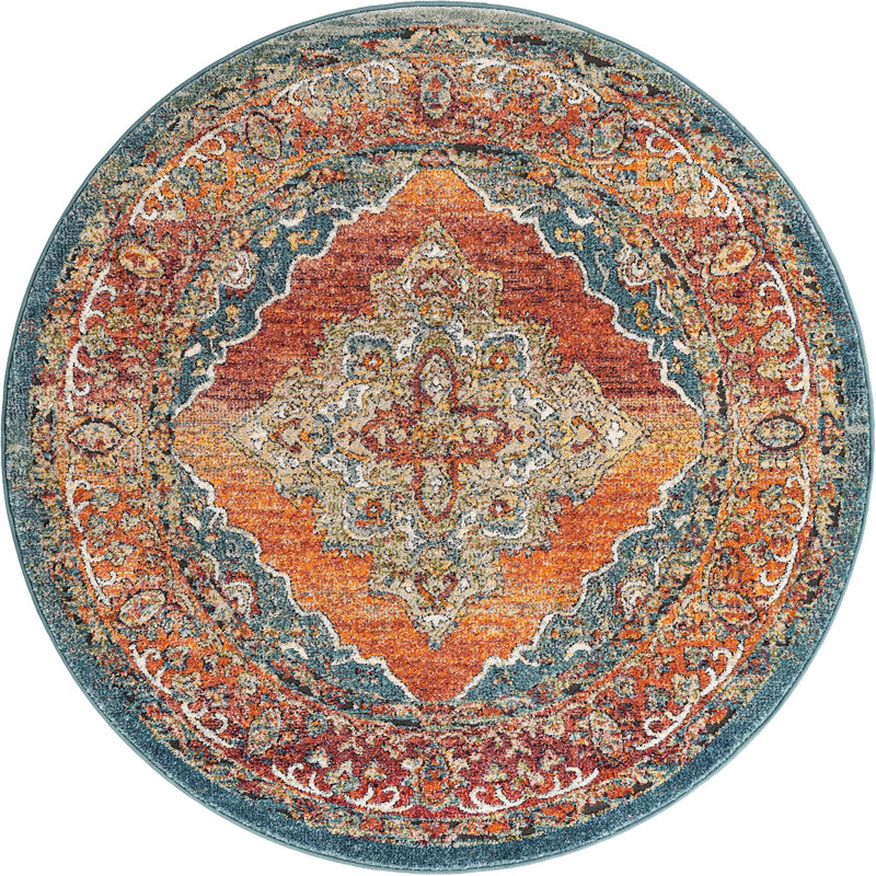 Charian Oriental Indoor Rug, Round 5'