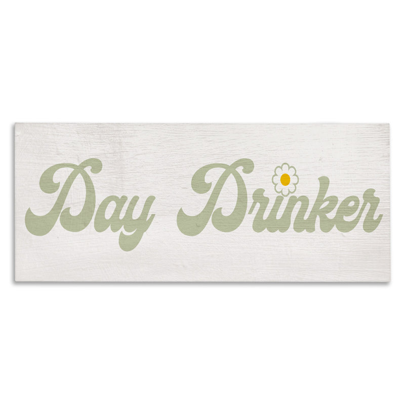 Toile de texte rétro «Day Drinker», conception par Lil 'Rue, H 13 po x l 30 po