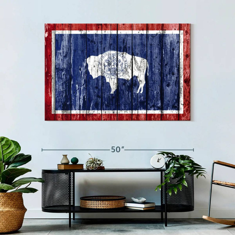 Borges Wood Style Wyoming Flag, 32" H x 48" W