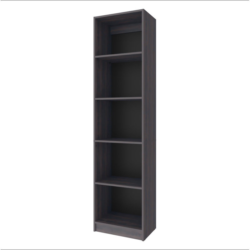 Bibliothèque en noyer teinté avec rangement ouvert et 5 tablettes