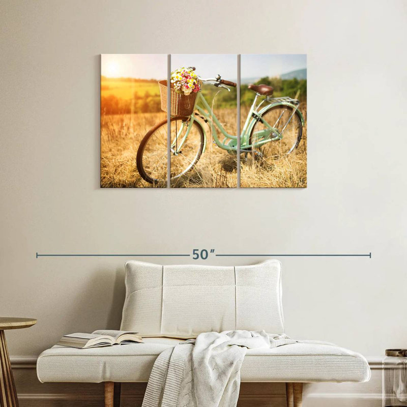 Mehar Vintage Flower Bicycle, 24" H x 38" W