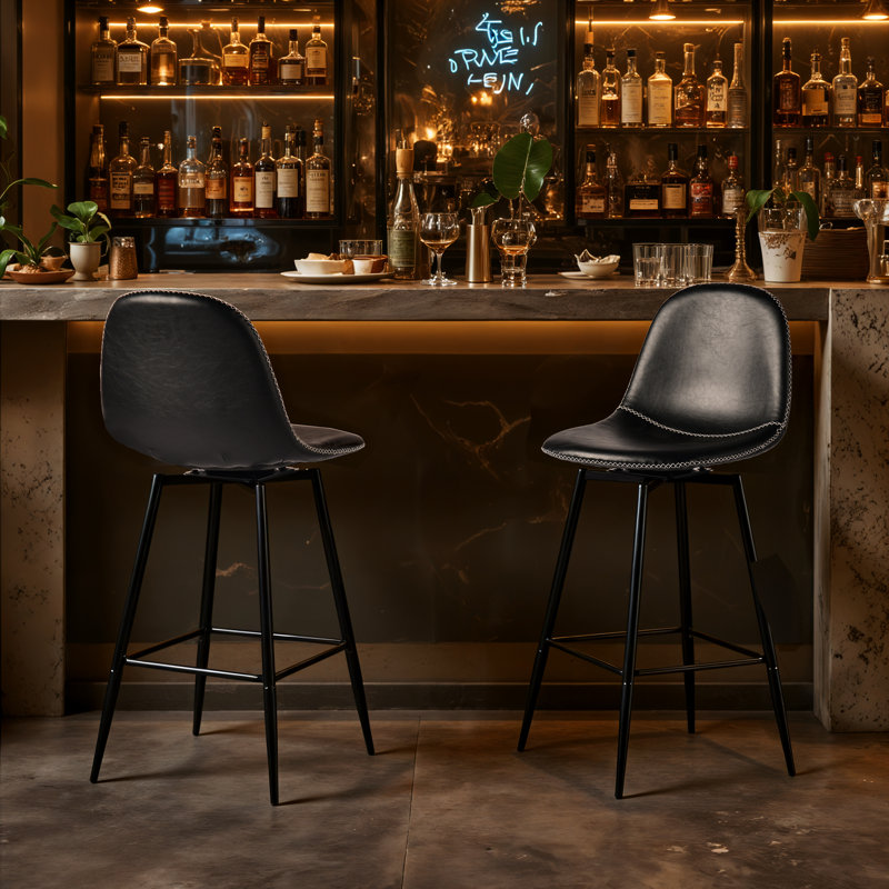 Swivel Upholstered Counter Stool with Metal Frame
