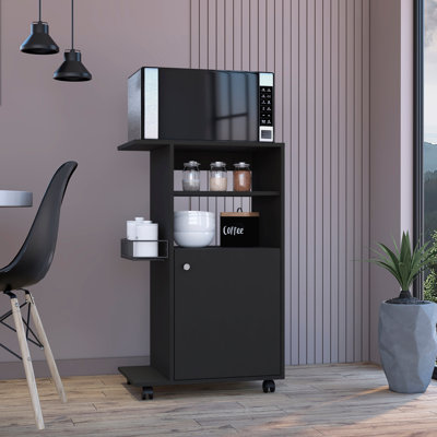 Chariot de cuisine avec porte simple, armoire et 4 roulettes Clip, wengé noir