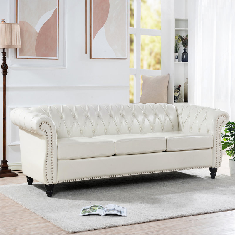 Canapé Chesterfield 84,65 po., Blanc
