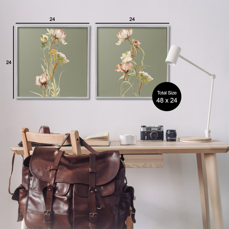 "Classic Blooms On Green" par Liz Jardine, 2 pièces sur toile, H 24 po x l 24 po