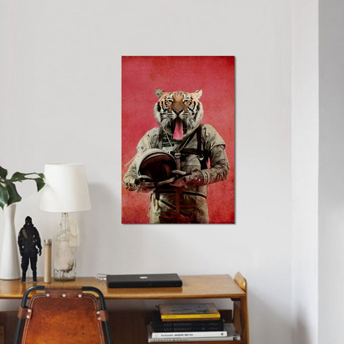 « space tiger », impression sur toile, H 18 po x l 12 po x P 1,5 po, Toile tendue, Pas de tapis