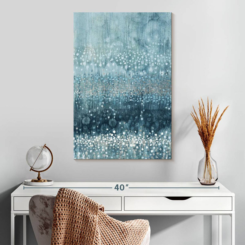 Avery Rain Abstract II bleu argenté, H 30 po x l 20 po