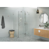 Halo 40 in. x 34 in. x 78 in. 90-degree Fully Frameless Glass Hinged Shower Enclosure