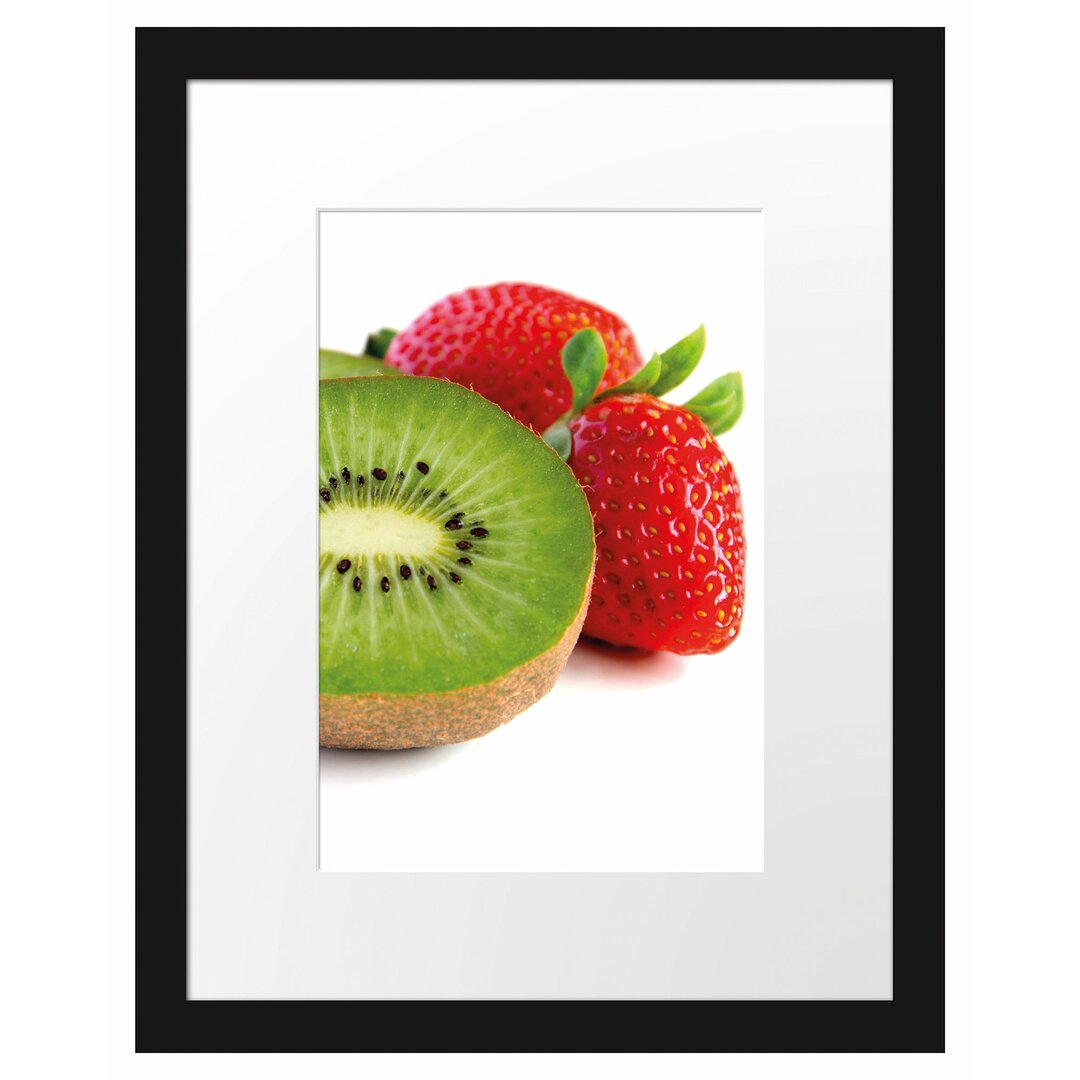 Gerahmtes Poster Kiwi und Erdbeeren