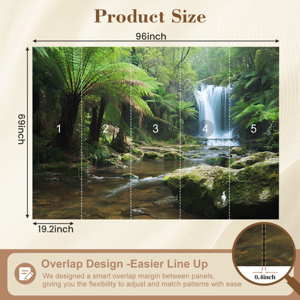 Red Barrel Studio Peel and Stick Wallpaper Rainforest waterfalls ...