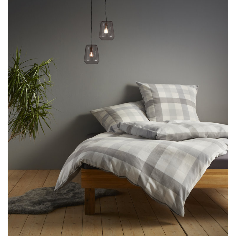 Flannel Duvet Cover Set, Silver, Double - 2 Pillowcases (80 x 80 cm)