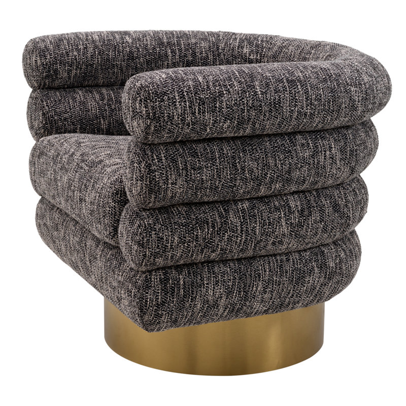 Maguire Swivel Barrel Chair, Cambon Black Cotton Blend
