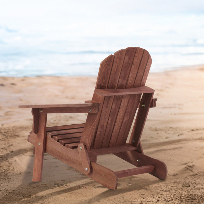 Oversize Wooden Outdoor Folding Adirondack Chair With Pre-Assembled Backrest & Seatboard, Wood Patio Chair For Garden Backyard Porch Pool Deck Firepit