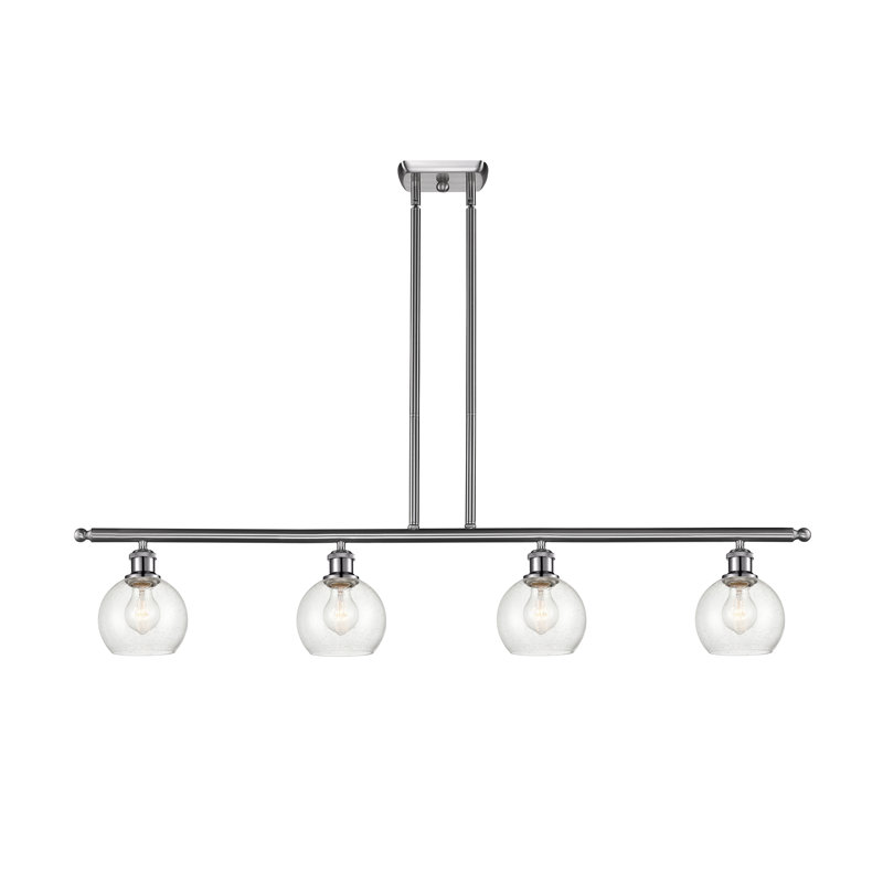Hamida 4 - Light Kitchen Island Pendant, 9.38" H x 48" W x 6" D, LED, Polished Chrome