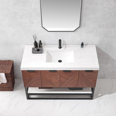 Mahon 48'' Free Standing Single Bathroom Vanity with Cultured Marble Top