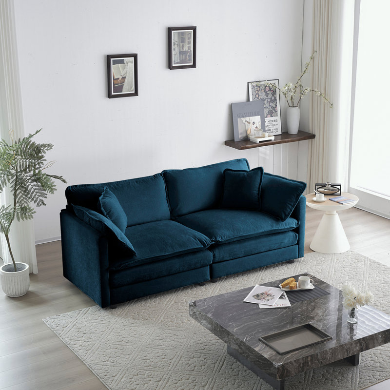 Causeuse en chenille Tayer 76,71 po, Vert, H 33 po x l 76,7 po x P 35 po