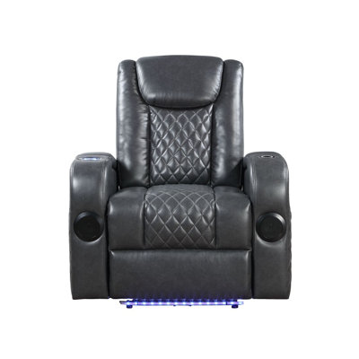 Leather Aire Power Motion Recliner W/Bluetooth, Wireless Charger & Cupholder