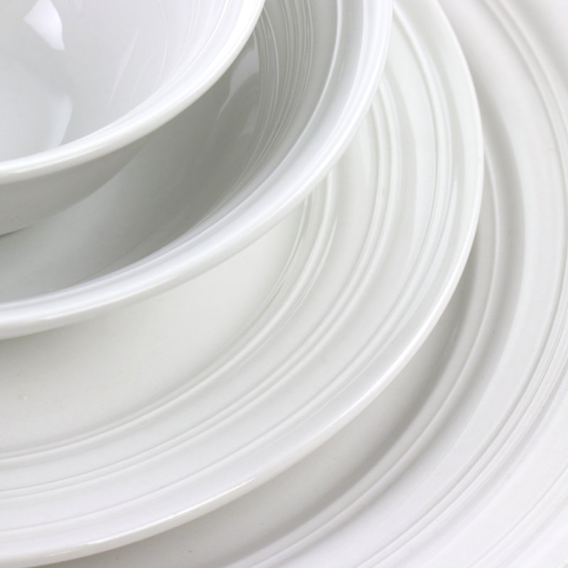 Service de table rond en céramique 32 pièces en blanc