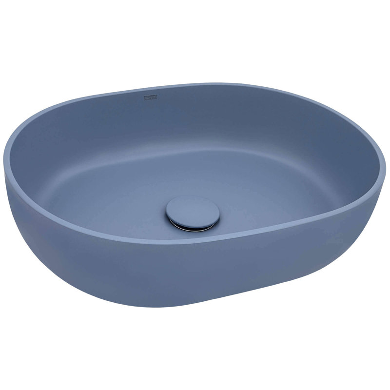 Lavabo vasque de salle de bain moderne à surface solide de 19 pouces Ruvati EpiStone, Bleu pacifique