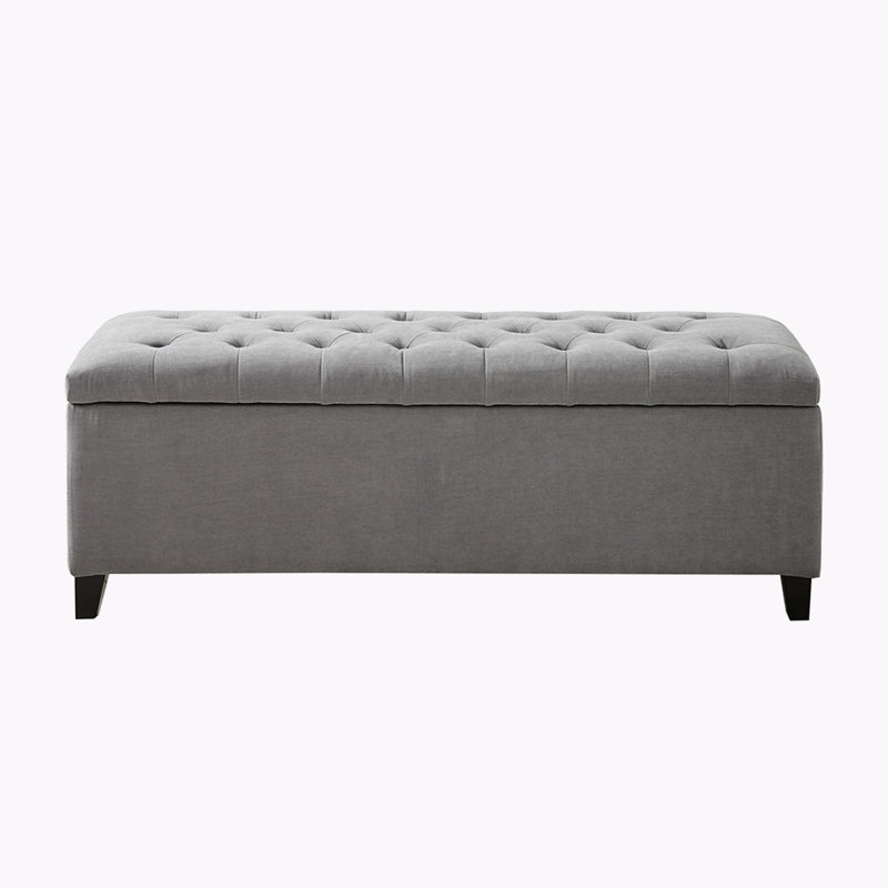Tufted Top Soft Close Storage Bench, Gray