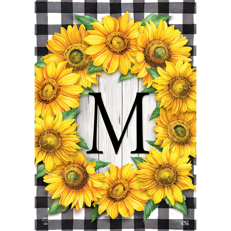 Sunflowers Monogram M Garden Flag