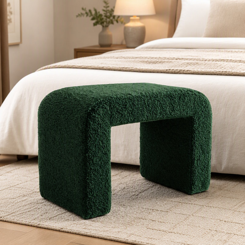 Tabouret de coiffeuse moderne, repose-pieds de canapé rembourré entièrement assemblé, Vert, Vert, Vert