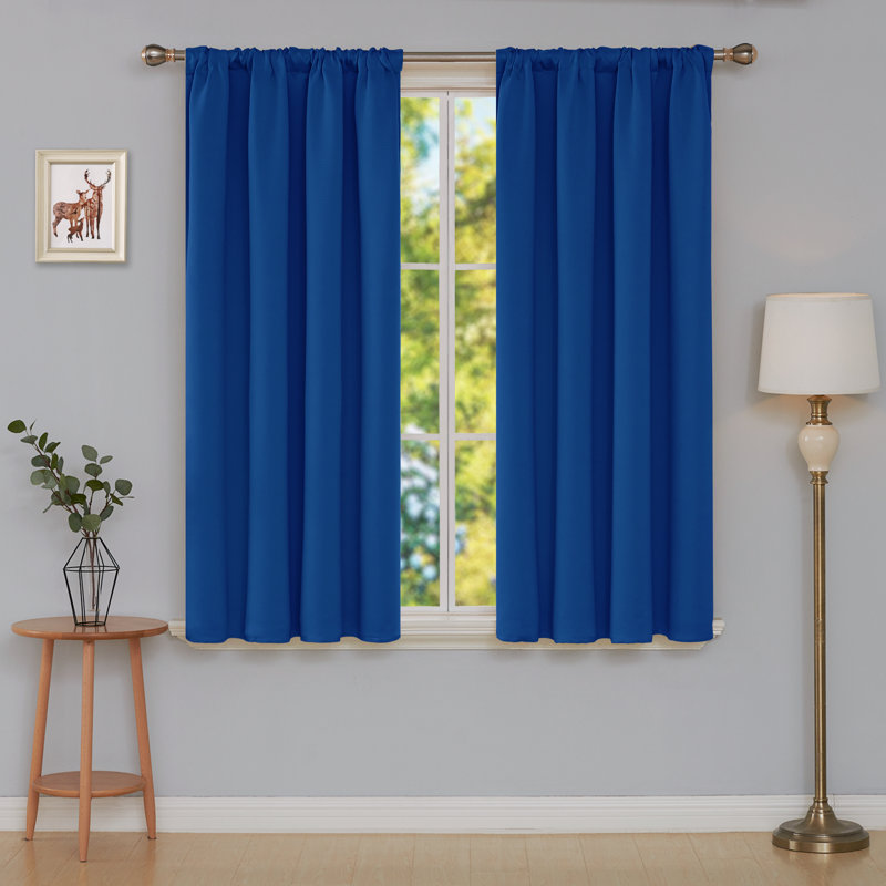Maksymilan Room Darkening Curtain Pair, 38" W x 45" L, Navy Blue