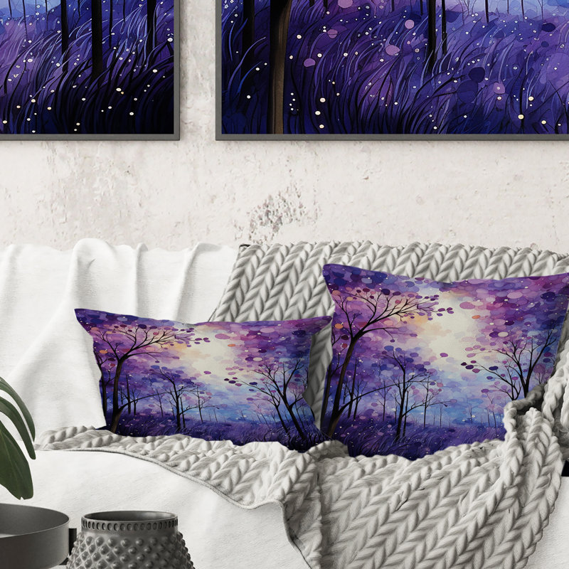 Violet Serenade - Abstract Printed Throw Pillow, 16" x 16"