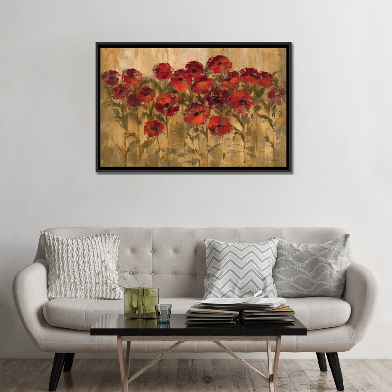 «Sunshine Florals», reproduction d'art sur toile tendue, H 32 po x l 48 po x P 1,5 po, Toile avec cadre noir, Pas de tapis