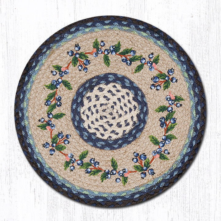  Coussin de chaise ronde Blueberry Vine H 15,5 po, Bleuet