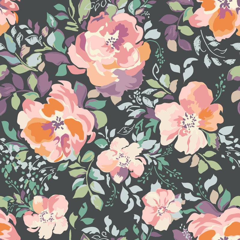 Peel & Stick Floral Wall Mural, 10.42' W x 10.42' L