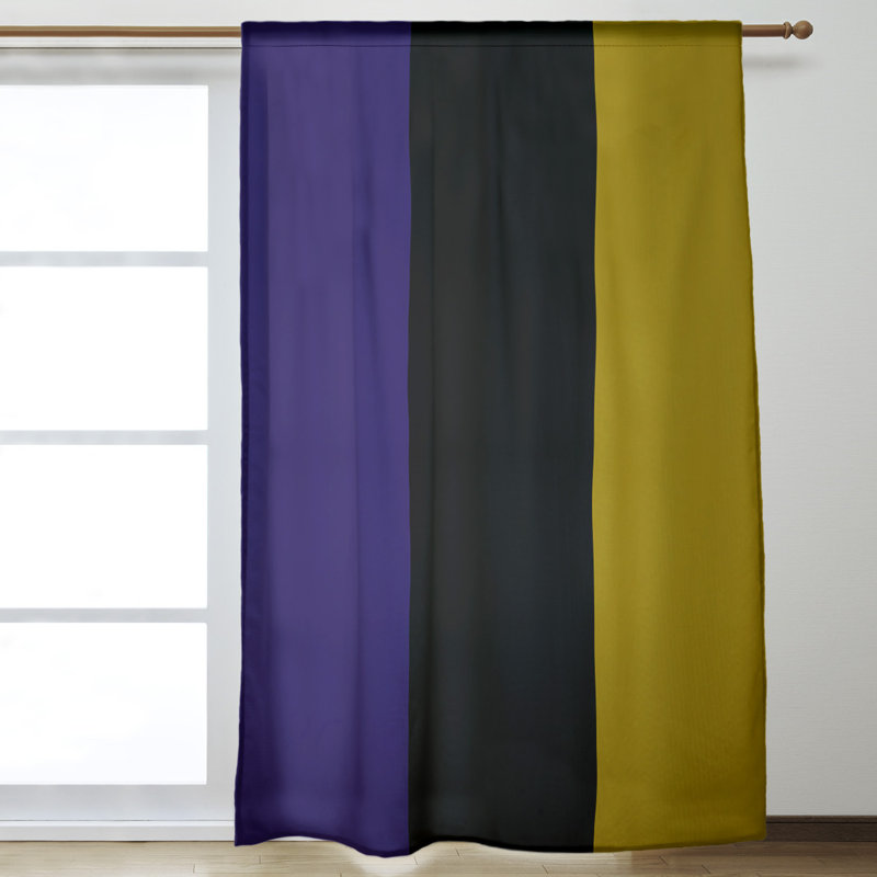 Panneau de rideau simple obscurcissant avec passe-tringle Miami Baseball, Black