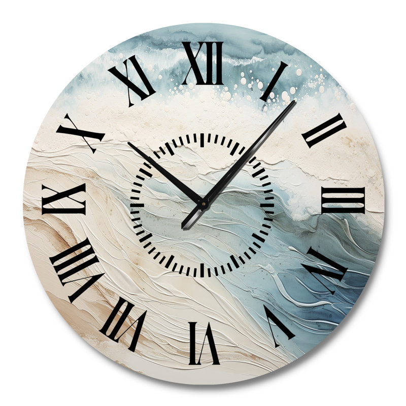 Horloge murale moderne moderne bleu et beige, Grand