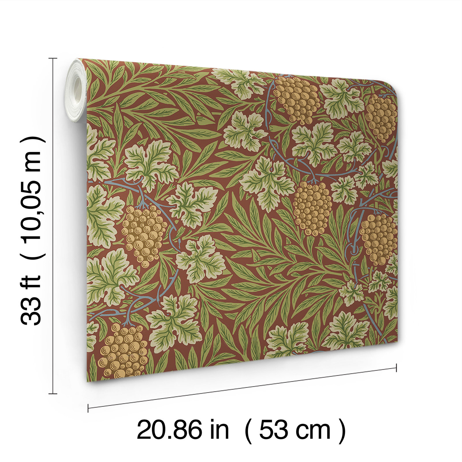 Vine Floral Wallpaper, Ruby