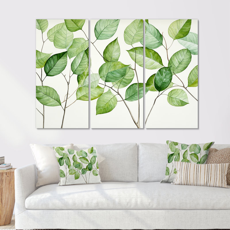 Ensemble de salon Green Leaves, H 28 po x l 36 po x P 1 po, Toile tendue